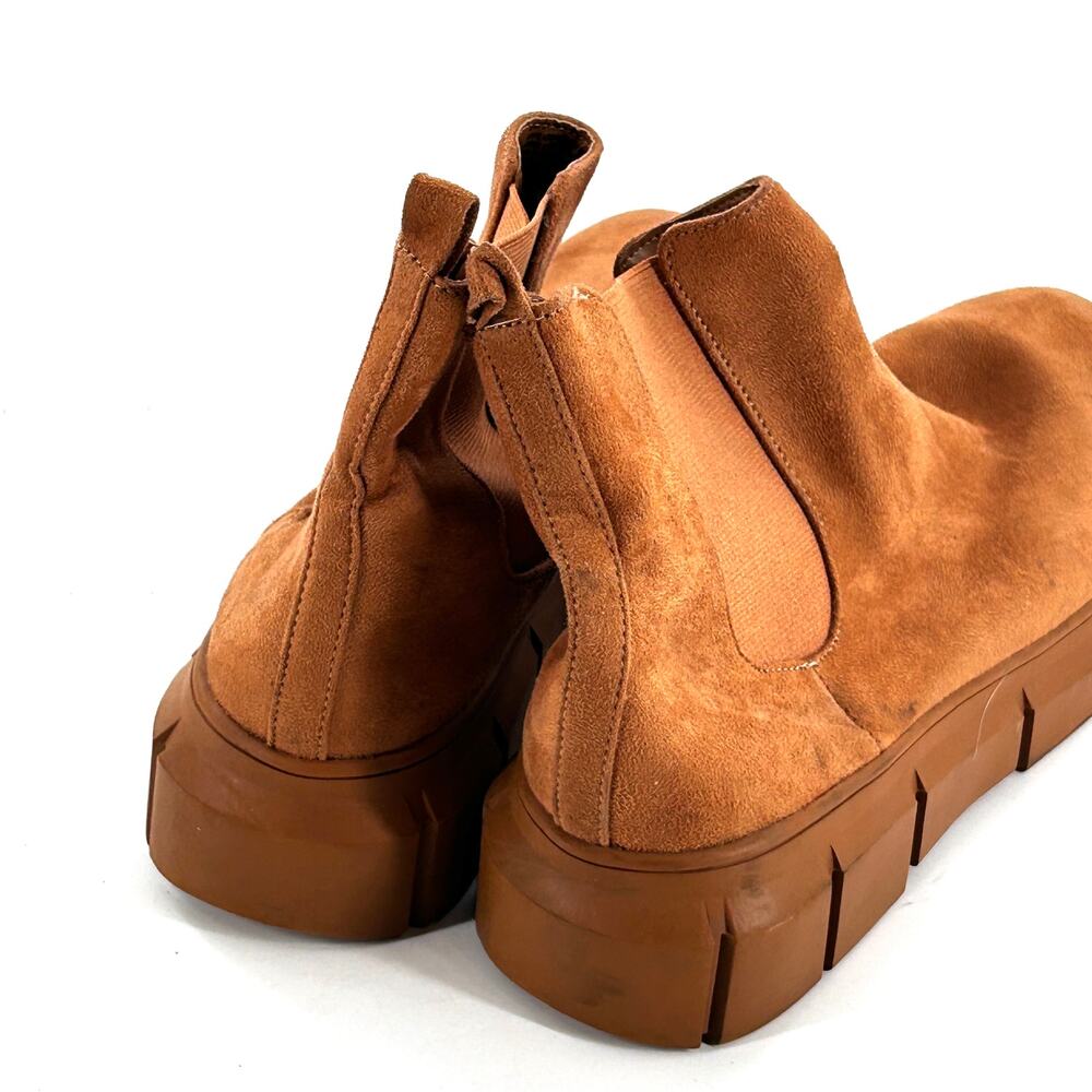 BP Niya Lug Sole Chelsea Boots 9 Tan NWOT Faux Suede Ankle Booties Platform 90s - Picture 7 of 9